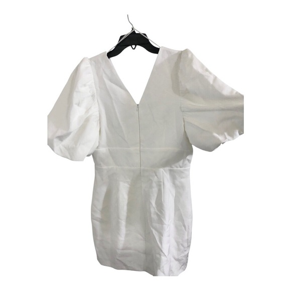 Endless Rose Puff Sleeve white Cut Out v-neck Mini Dress size large new - Picture 9 of 12